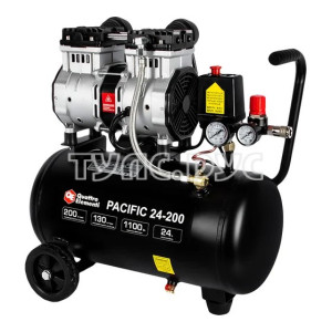 Компрессор безмасляный QUATTRO ELEMENTI PACIFIC 24-200 (200 л/мин, 24л, 1100 Вт, 8 бар, 22.5 кг) 915-335