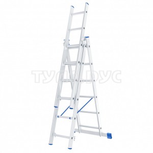 Алюминиевая трехсекционная лестница СИБРТЕХ 3х6 ступеней 97816