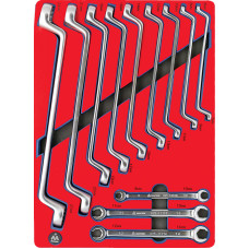 Набор накидных и разрезных ключей, зеркальная полировка, ложемент, 12 предметов МАСТАК 5-23112 Набор накидных и разрезных ключей, зеркальная полировка, ложемент, 12 предметов МАСТАК 5-23112