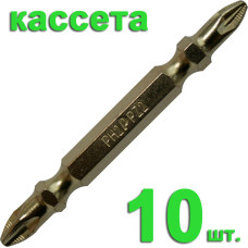 Бита отверточная двусторонняя PH-2/PZ-2 х 65мм Tin (10шт), кассета Бита отверточная двусторонняя PH-2/PZ-2 х 65мм Tin (10шт), кассета