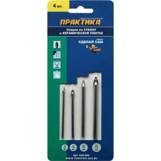 Набор сверл по стеклу и керамике, 3,4,5,6 мм Набор сверл по стеклу и керамике, 3,4,5,6 мм