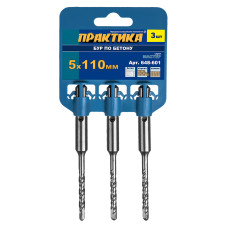 Бур SDS-plus 5 х 110 мм, 3 шт, клипса Бур SDS-plus 5 х 110 мм, 3 шт, клипса