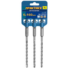 Бур SDS-plus 6 х 160 мм, 3 шт, клипса Бур SDS-plus 6 х 160 мм, 3 шт, клипса