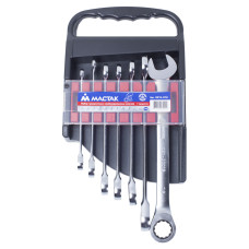 Набор комбинированных трещоточных ключей, 8-19 мм, 7 предметов МАСТАК 0213-07H Набор комбинированных трещоточных ключей, 8-19 мм, 7 предметов МАСТАК 0213-07H