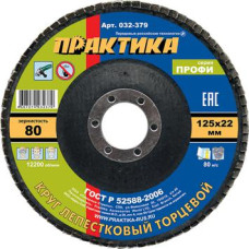 Круг лепестковый шлифовальный ПРАКТИКА 125 х 22 мм Р 80 (1шт.) серия Профи 032-379
