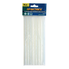 Клей для клеевого пистолета ПРАКТИКА белый, прозрачный, 11 х 200 мм, 8 шт / пакет с подвесом